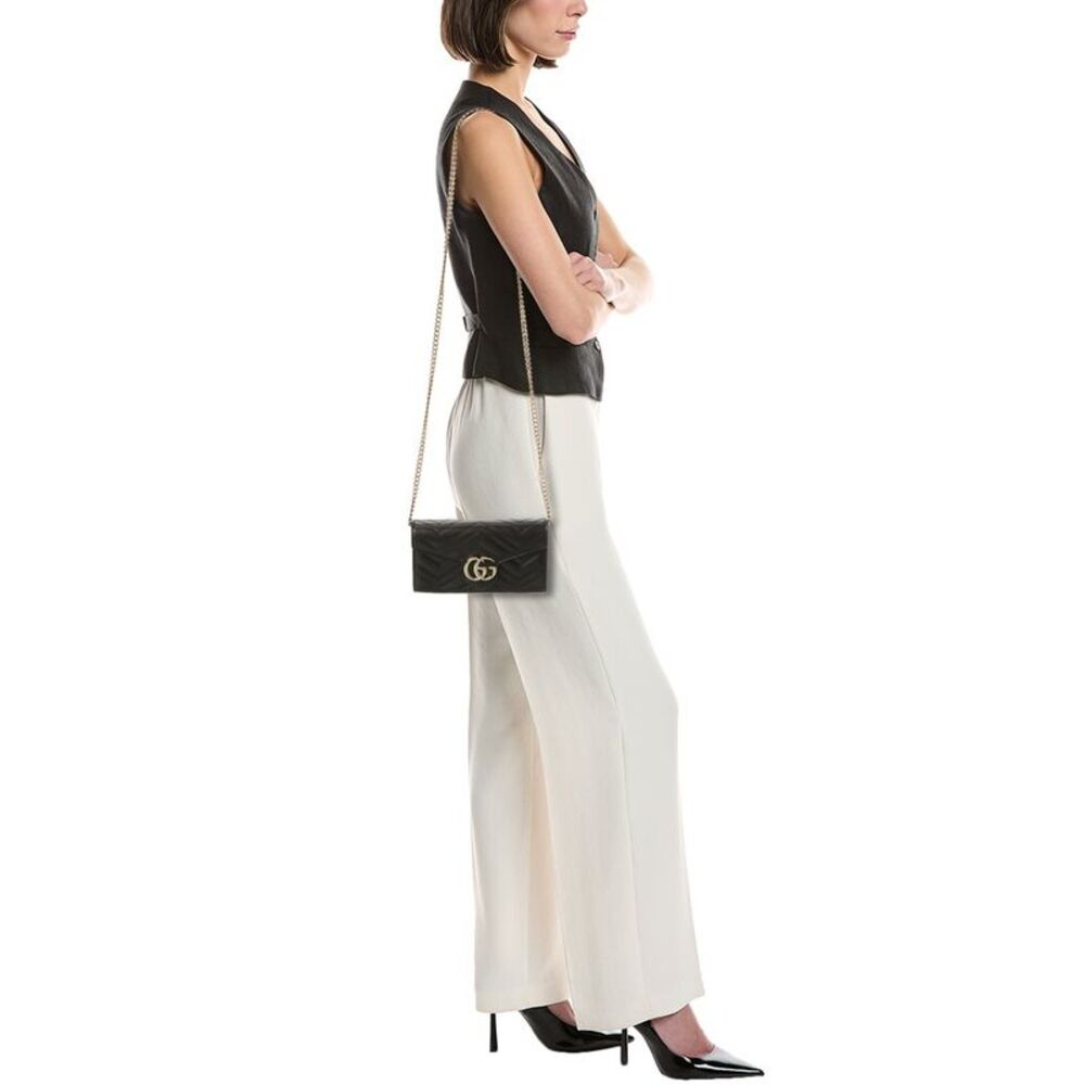 Gucci Gg Marmont Leather Crossbody, Black - Picture 4 of 4